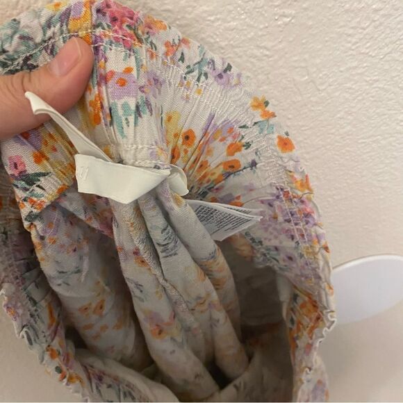 H&M Linen viscose Blend Pull On Shorts hi rise micro floral print pockets size M - Picture 9 of 12